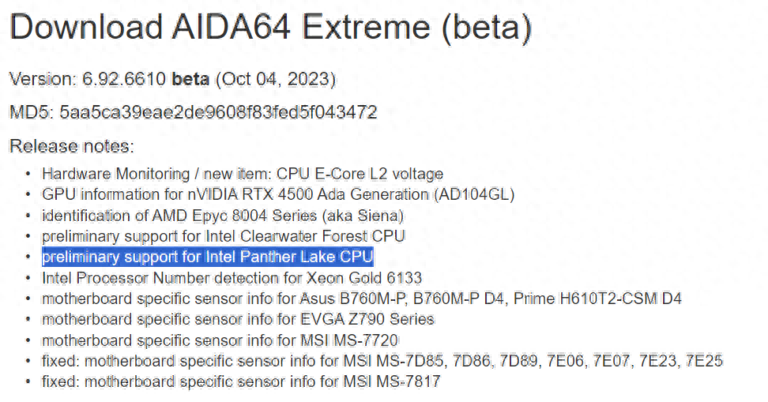 IT之家 10 月 9 日消息，FinalWire 旗下的诊断和基准测试工具 AIDA64 现更新到了最新的 6.92.6610 测试版，添加了对下一代英特尔酷睿“Panther Lake”系列 CPU 的初步支持。虽然 Panther Lake 的确切