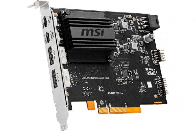 在2023年的Computex上，微星推出了一款有趣的USB4 PCIe扩展卡。该卡不仅提供两个全带宽的USB4 40Gbps Type-C端口，而且还可以为连接到它的设备提供高达100W的功率，允许计算机本身再为笔记本