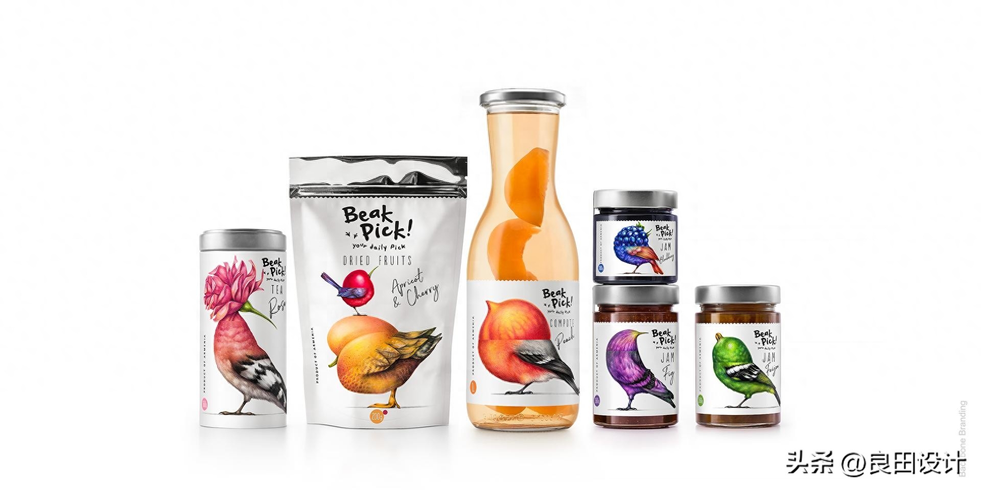鸟+水果=BeakPick不同产品统一的包装设计